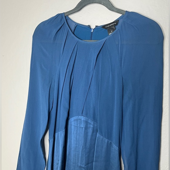 Club Monaco blue silk long sleeve dress size 4 - Picture 5 of 8